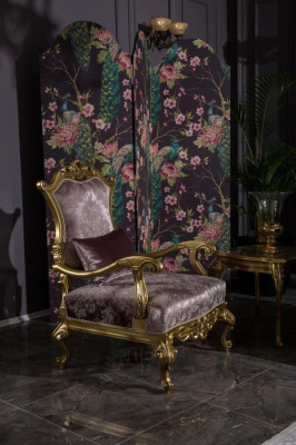 Armchair Single Seater Luxury 1 Seater Upholstery Seat Baroque Textile Fabric Art Deco