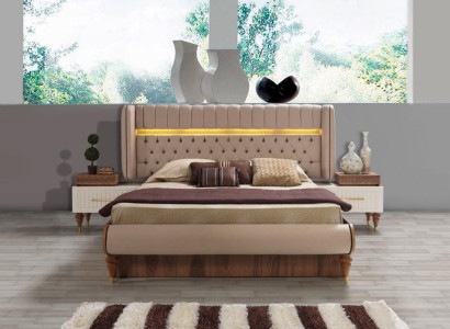Bed Upholstery Design Luxury Double Hotel Chesterfield Wood Furniture new