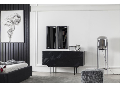 Black Chest of drawers Sideboard Wardrobe Sideboard Chests of drawers Cabinets 138cm Furniture