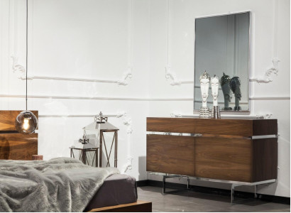 Modern stylish chest of drawers on steel legs for the living room