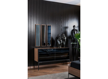 Chest of drawers Practical for the bedroom Black with storage space 139cm sideboard