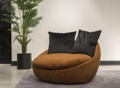 Round Armchair Relax Chair Upholstery Single Seater Couch Furniture Padded Round