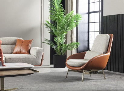 Armchair Living room Armchair Relax Chairs Club Lounge Furniture Brown Sofa
