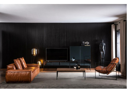 Stylish modern rectangular coffee table on black legs