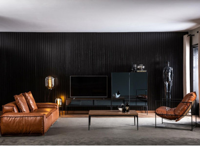 Stylish modern rectangular coffee table on black legs