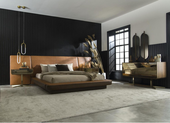 Mirror Luxury Wall Mount Modern Style Brown Frame 104x31cm