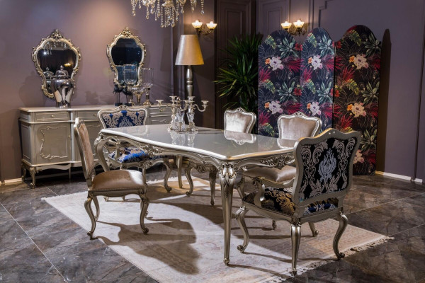 Luxury Dining room Set Table + 6x armchairs Chair Dining set dining set 7 pieces