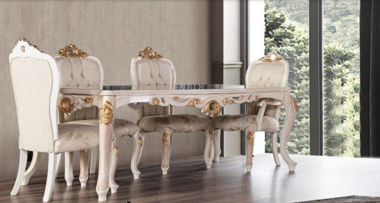 Set Chairs Group Dining room chair Chair Wood Dining room 4x Chair Furniture Stil Lehn