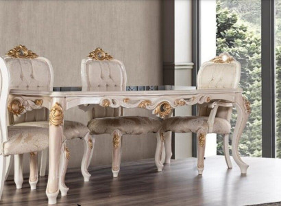 Set Chairs Group Dining room chair Chair Wood Dining room 4x Chair Furniture Stil Lehn