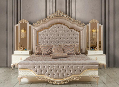 Set Bedroom Bed 2x Bedside tables 3pcs.Luxury Complete Set Design