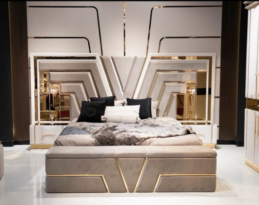 Bedroom Set Bed 2xNight Tables Wardrobe 7-piece Design Luxury new
