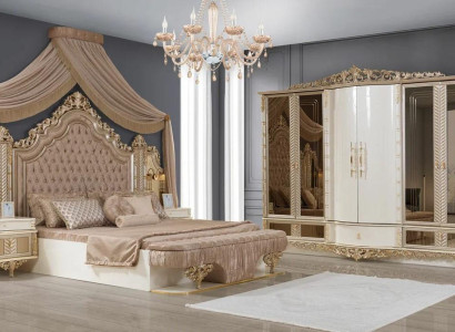 Bedroom Set Bed 2x Bedside tables Wardrobe Luxury new 4-piece