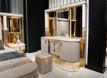 Bedroom Set Luxury Dressing table with Mirror Stool Design new 2-piece