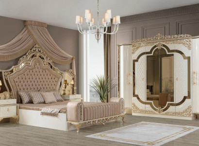 Bedroom Set Bed 2x Bedside tables Design Luxus new 5tlg White