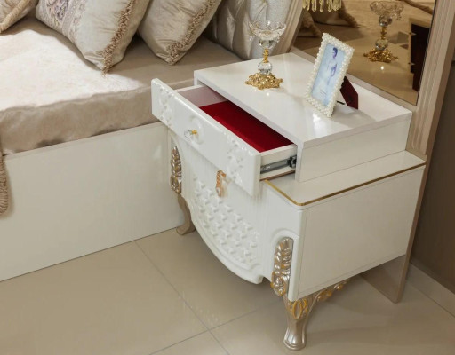 Bedroom Set Bed 2x Bedside tables Stool Luxury new 5tlg Design Wood