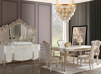 Dining room set Dining set Dining table with 6x chairs Modern 8-piece suite