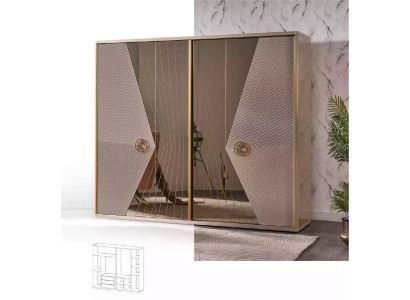 Beige Wardrobe Wooden Cabinets Bedroom Furniture Stainless Steel Cabinet