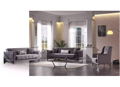 Gray Upholstery Sofa set Textile Couches 3+3+1 Armchair Design 3pcs new