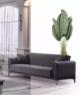 Modern Gray Couch Set 3+3+1 Seater Velvet Armchair Living room Furniture