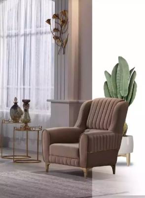 Beige Upholstery sofa set Designer 3+1+1 Seater Couches Armchair 3-piece set