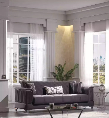 Luxury Gray Sofa Velvet Sofa Three Seater 3-Seater Couches Living room Furniture