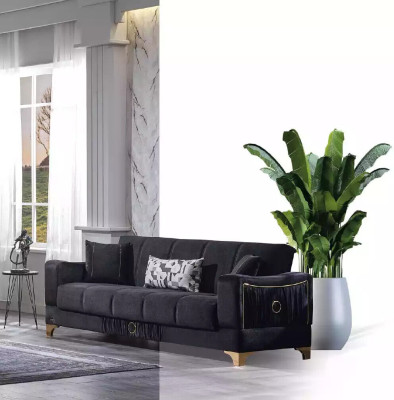 Black three-seater luxury couch living room 3-seater upholstery couches sofa