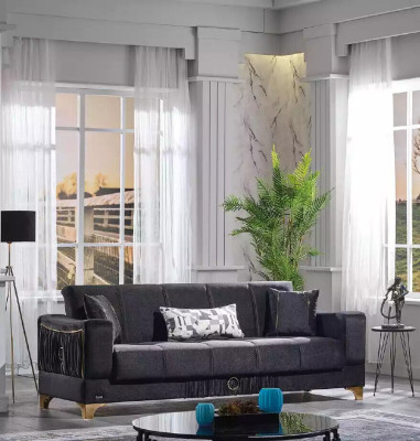 Black three-seater luxury couch living room 3-seater upholstery couches sofa