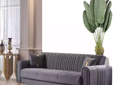 Gray Three Seater Luxury 3-Seater Couch Upholstered Sofas Living room Furniture