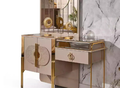 Beige Dressing table Wood Console table Bedroom Furniture Dressing table