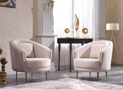 Modern armchair living room single seater designer lounge color beige wood