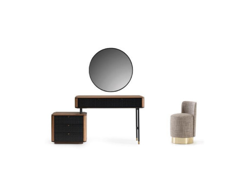 Bedroom Dressing table Mirror Stool Complete Set new 3-piece brown