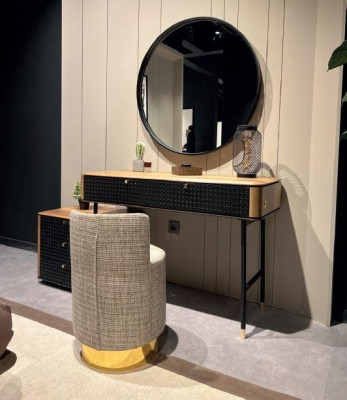 Bedroom Dressing table Mirror Stool Complete Set new 3-piece brown