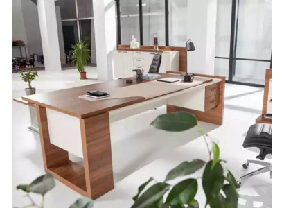 Modern Desk Luxury Office furniture Brown Wood Drawers Exclusive