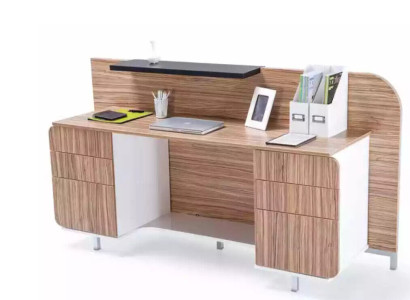 Modern Reception Table Luxury Office Wood Furniture Brown Reception Stylish