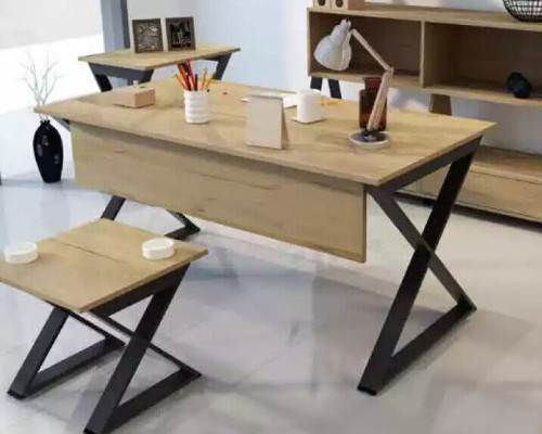 Modern light brown wooden table work tables office furniture designer desk