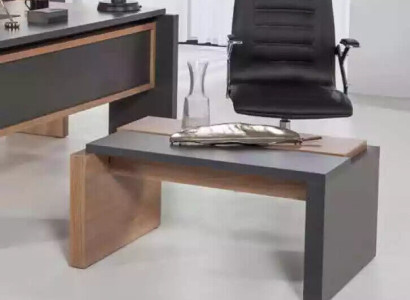 Modern luxury coffee table. Brown office storage table. Designer wooden furniture