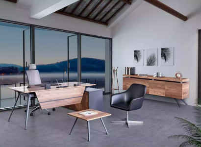 Desk Coffee table Sideboard Office Study room Brown Modern Wood