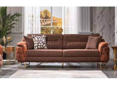 Brown Luxury Chesterfield Sofa 3-Seater Leather Couch Sofas Modern Style