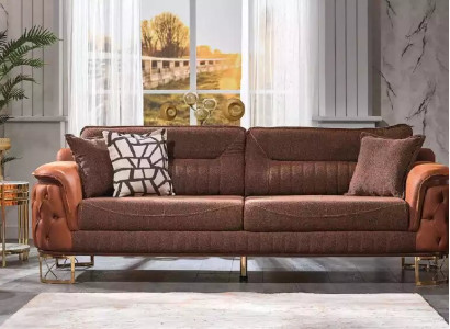 Brown Luxury Chesterfield Sofa 3-Seater Leather Couch Sofas Modern Style