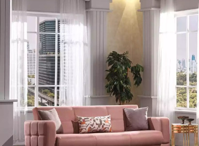 Pink three-seater sofa 3-seater couch living room seating furniture designer sofas