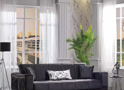 Black Sofa Designer 3-Seater Luxury Couch Fabric Sofa Relax Furniture Sofas