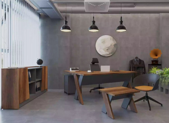 Desk Coffee table Bookshelf Study room Office Modern Brown