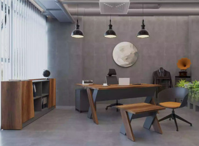 Desk Coffee table Bookshelf Study room Office Modern Brown
