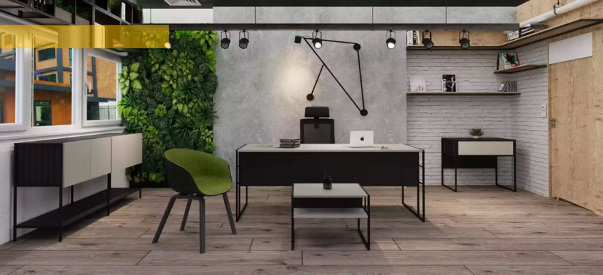 Office Bookshelf Wood Study room Shelf Furniture Gray Wood Metal