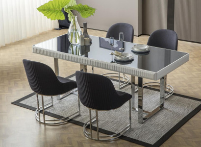 Suite Dining set Dining room Dining table Chairs 7pcs Luxury White Modern