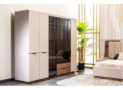 Wardrobe Wooden Cabinet Beige Bedroom Cabinet Wardrobe Modern