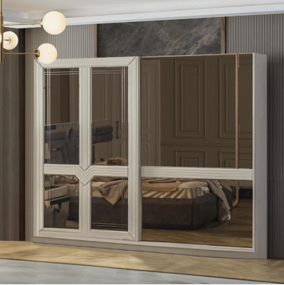 Wardrobe Wooden Cabinet Bedroom Cabinet Wardrobe Mirror White