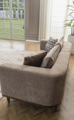 Three Seater Sofa 3 Seater Fabric Sofa Upholstered Sofa Gray Modern Fabric new