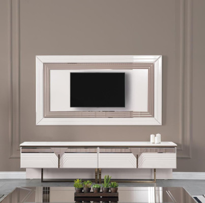 Wall unit TV stand wall panel TV cabinet lowboard white wood sideboard modern