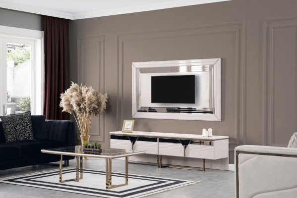 Wall unit TV stand wall panel TV cabinet lowboard white wood sideboard modern